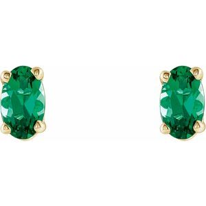 14K Yellow Gold Lab-Grown Emerald Earrings – image 2