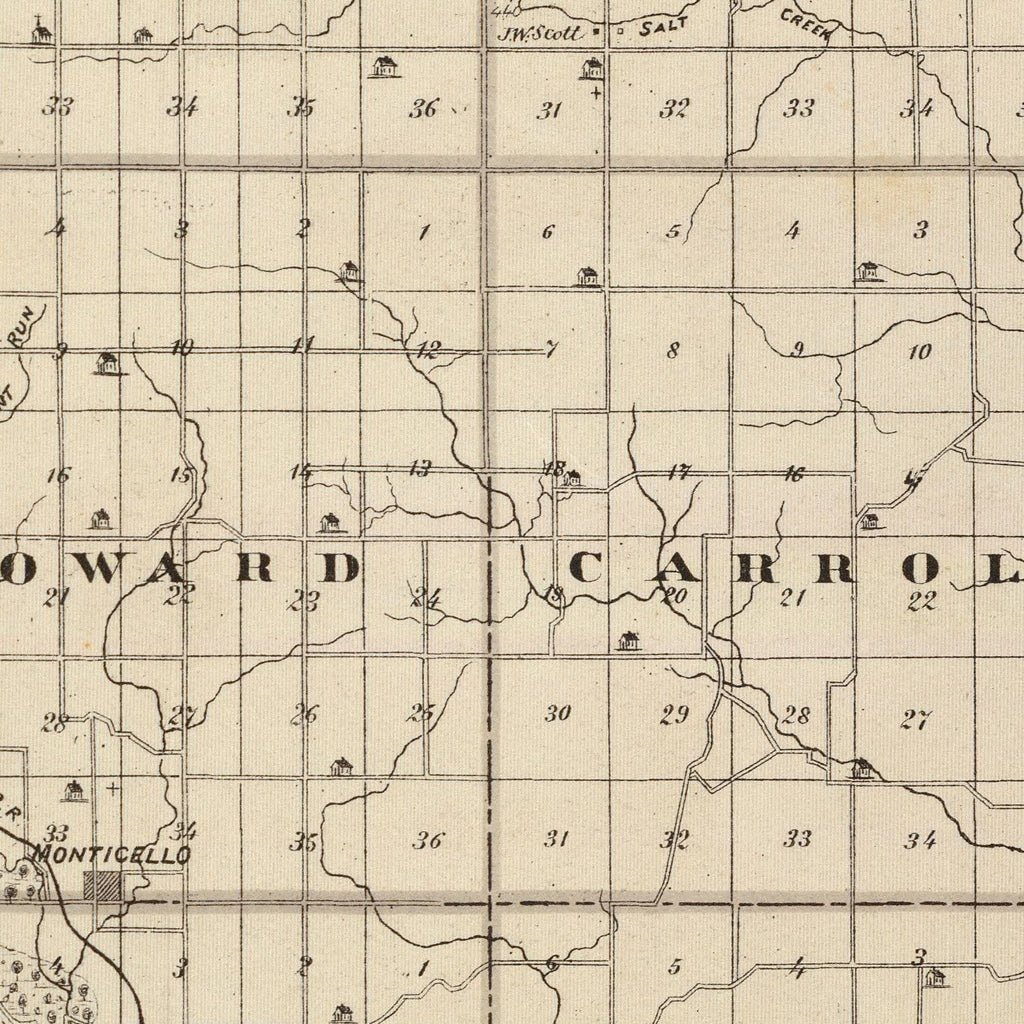 Vintage Map of Tama County, Iowa 1875