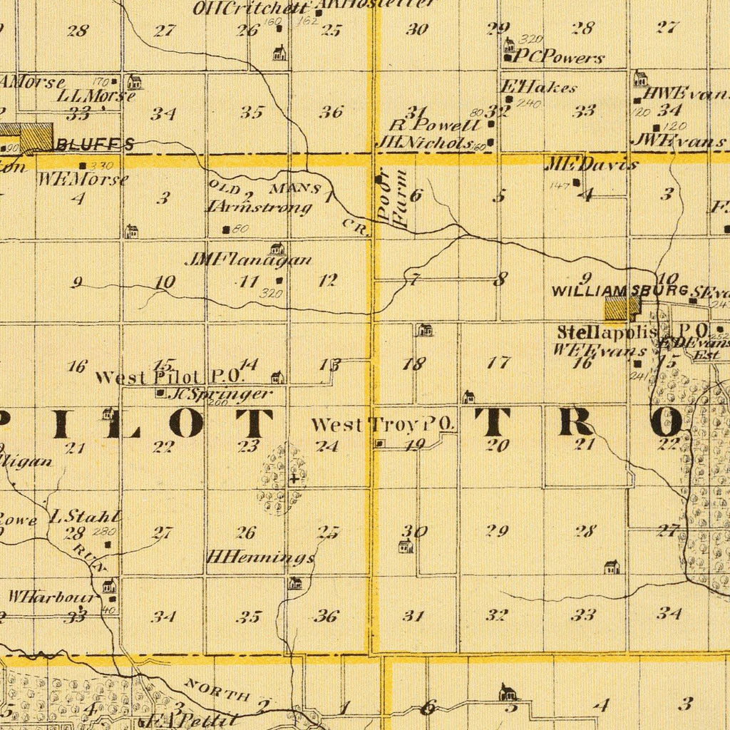 Vintage Map of Iowa County, Iowa 1875