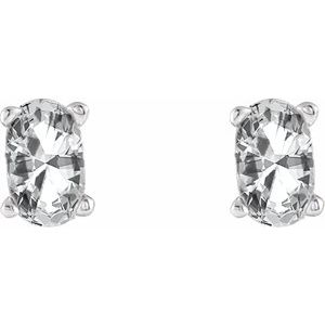 14K White Gold Natural White Sapphire Earrings – image 2