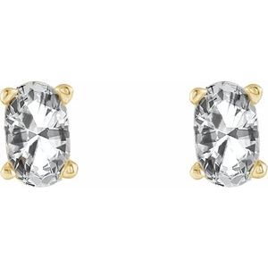 14K Yellow Gold Natural White Sapphire Earrings – image 2