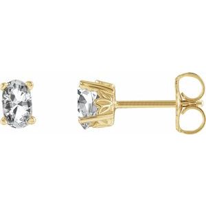14K Yellow Gold Natural White Sapphire Earrings