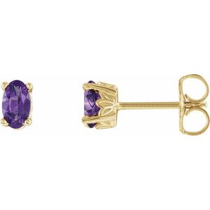14K Yellow Gold Natural Amethyst Earrings