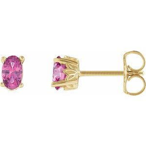 14K Yellow Gold Natural Pink Tourmaline Earrings