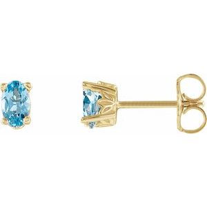 14K Yellow Gold Natural Aquamarine Earrings