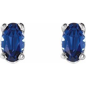 14K White Gold Lab-Grown Blue Sapphire Earrings – image 2