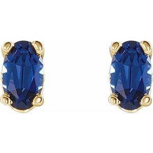 14K Yellow Gold Lab-Grown Blue Sapphire Earrings – image 2