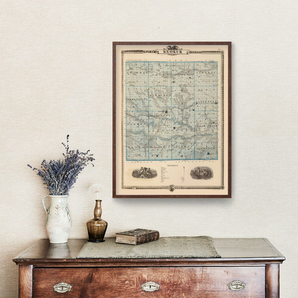 Vintage Map of Keokuk County, Iowa 1875