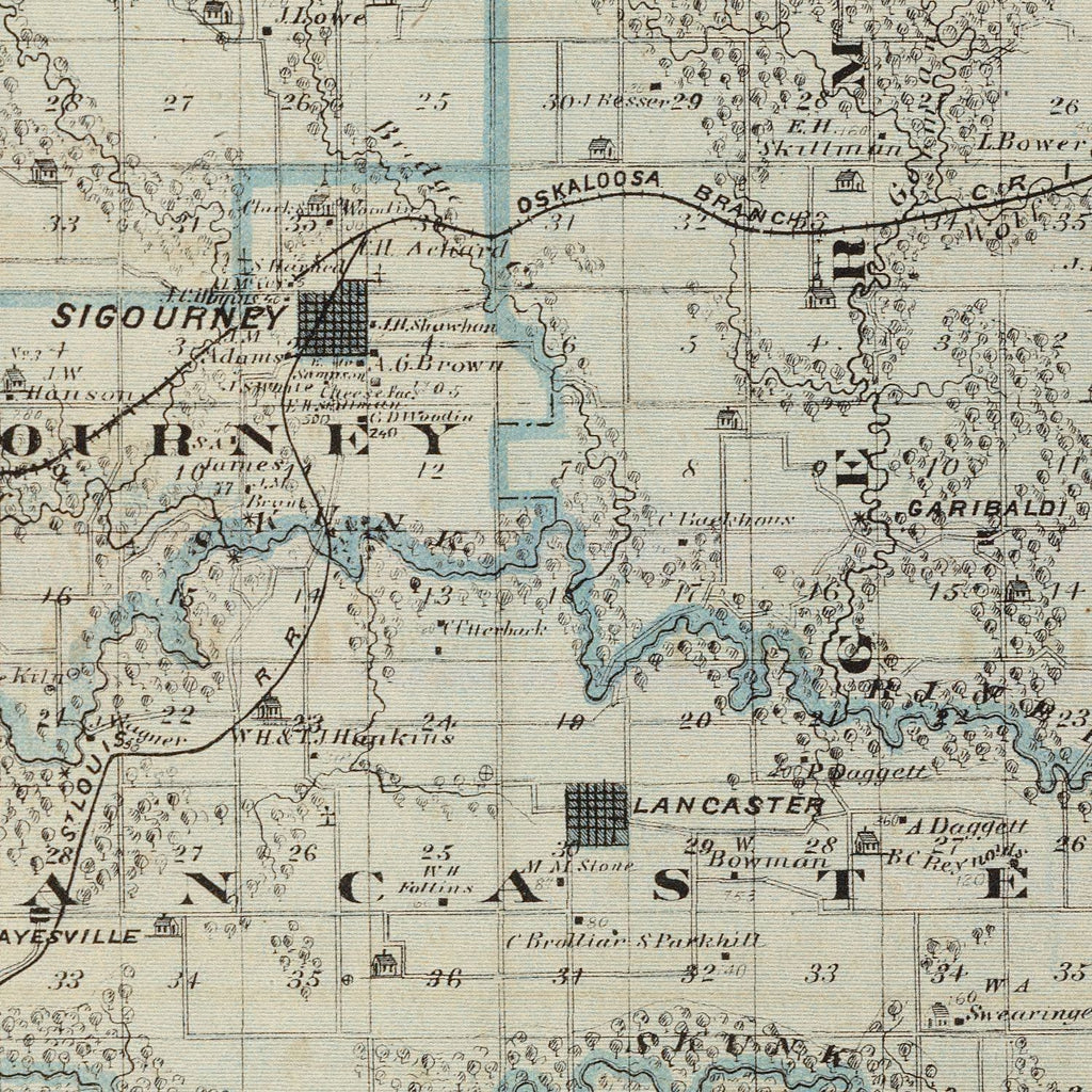 Vintage Map of Keokuk County, Iowa 1875