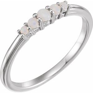 Platinum Natural White Opal Ring