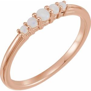 14K Rose Gold Natural White Opal Ring