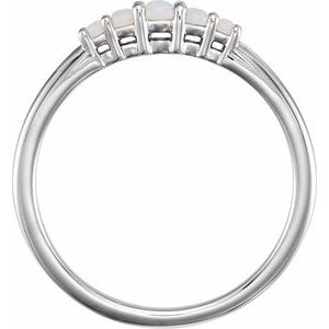 Platinum Natural White Opal Ring