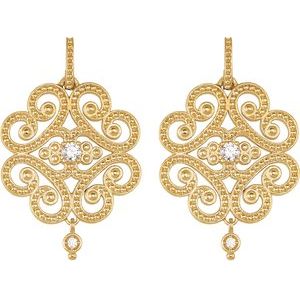 14K Yellow Gold 1/5 CTW Natural Diamond Granulated Earrings – image 2