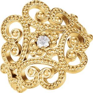 14K Yellow Gold .08 CT Natural Diamond Granulated Ring
