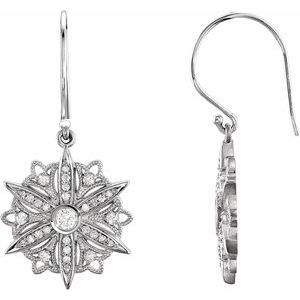 Sterling Silver 1/2 CTW Natural Diamond Vintage-Inspired Earrings