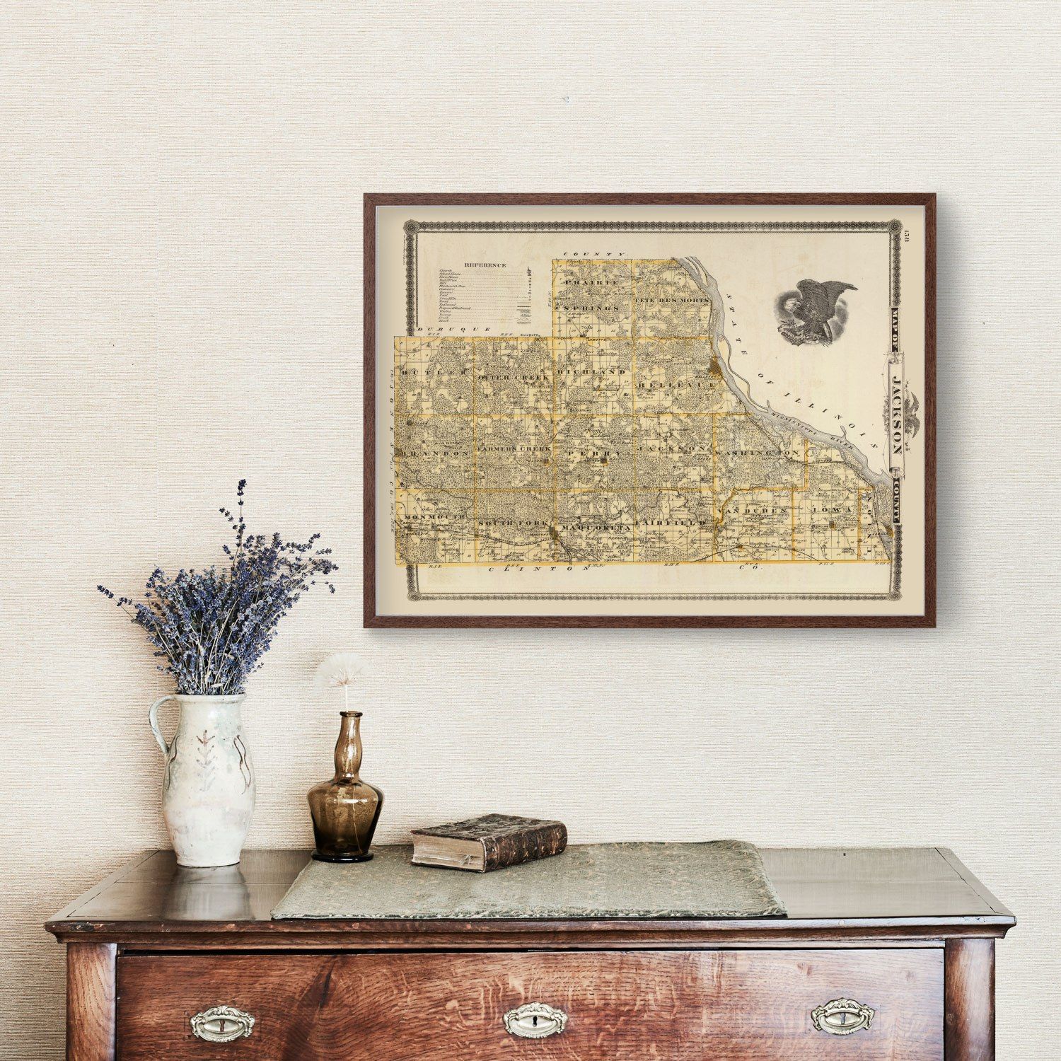 Vintage Map of Jackson County, Iowa 1875
