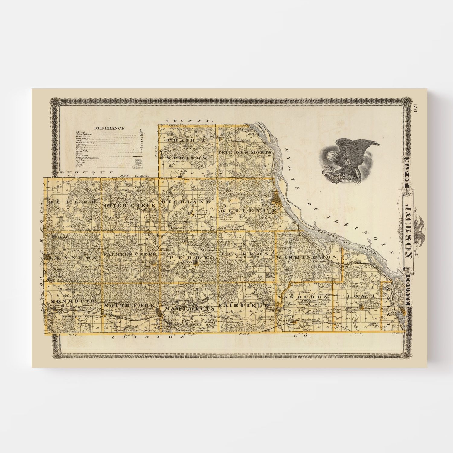 Vintage Map of Jackson County, Iowa 1875