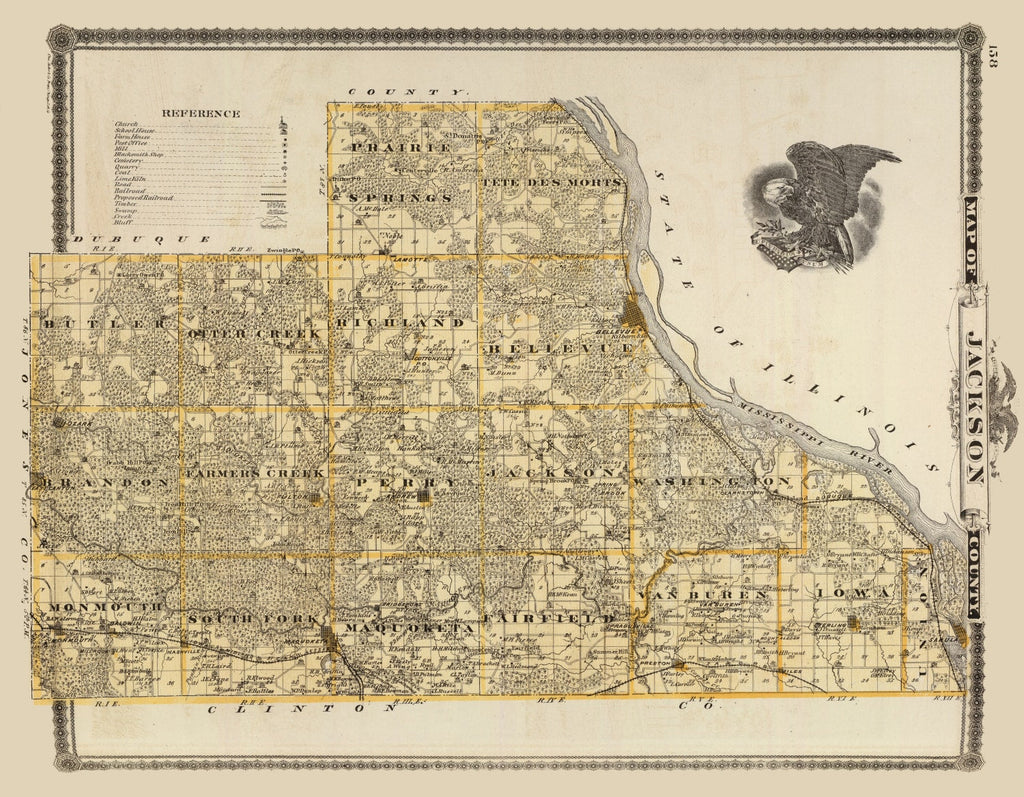 Vintage Map of Jackson County, Iowa 1875