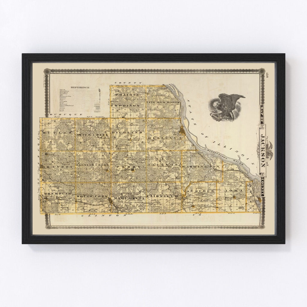 Vintage Map of Jackson County, Iowa 1875
