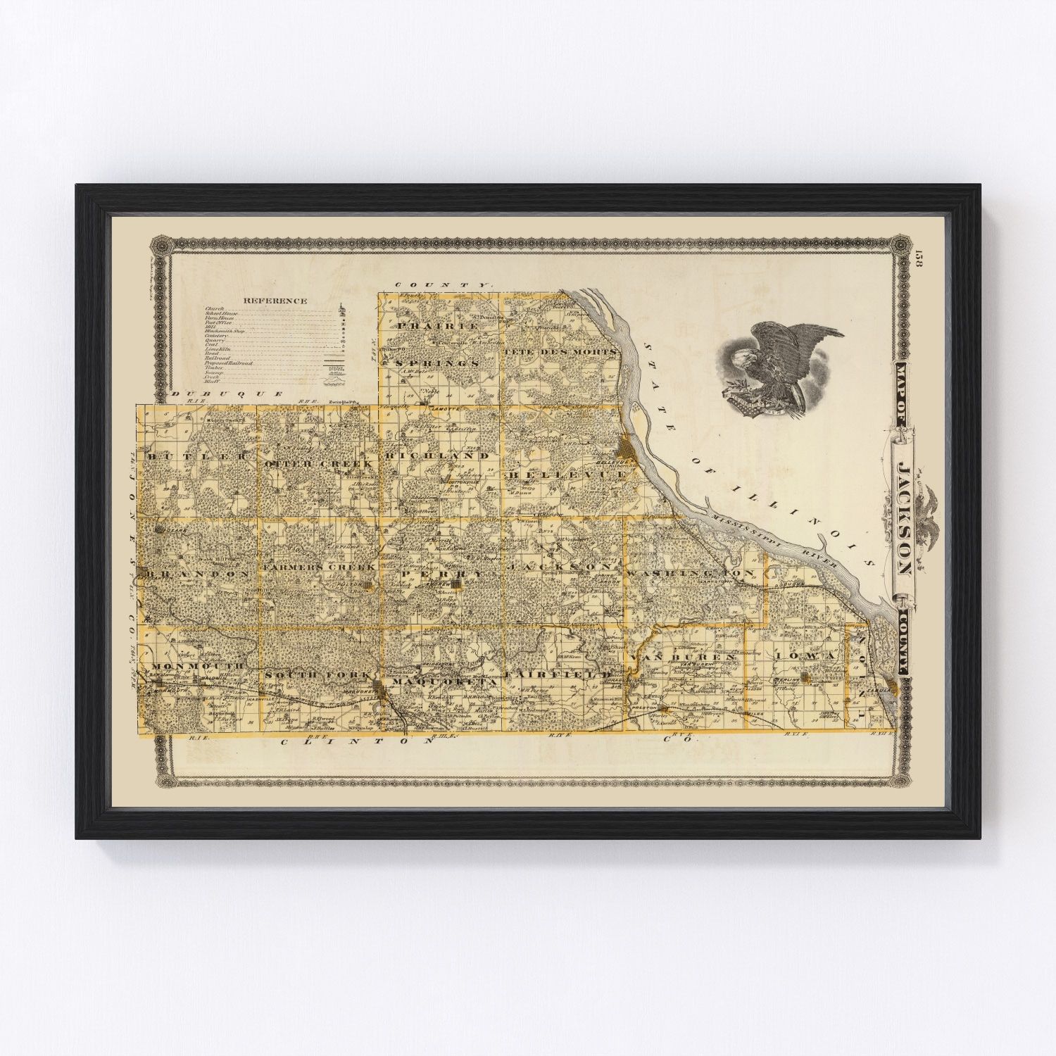 Vintage Map of Jackson County, Iowa 1875