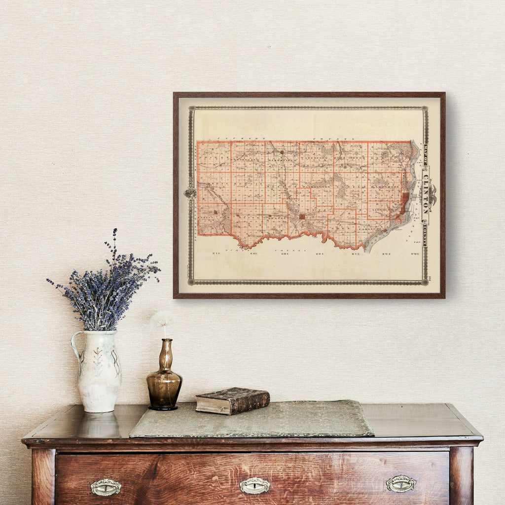 Vintage Map of Clinton County, Iowa 1875