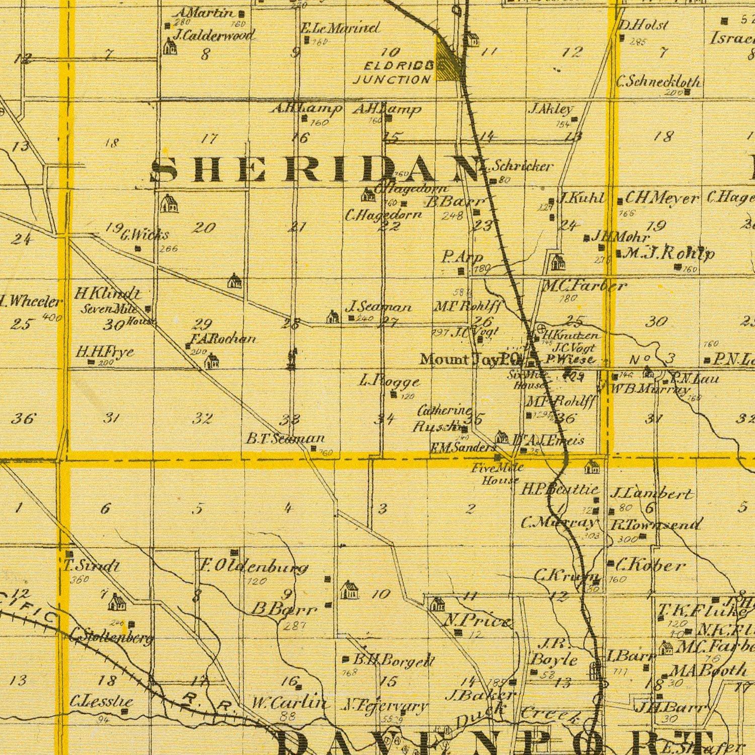 Vintage Map of Scott County, Iowa 1875