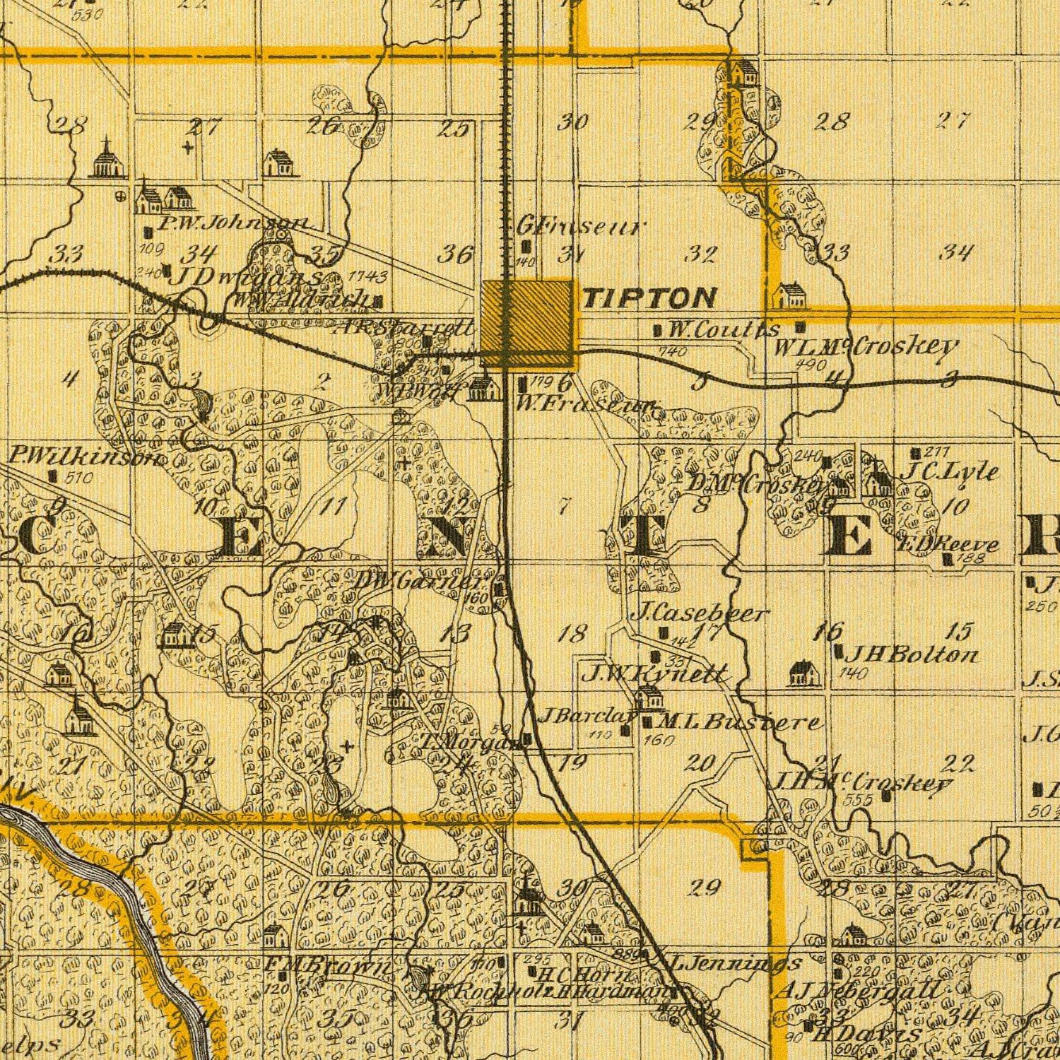 Vintage Map of Cedar County, Iowa 1875