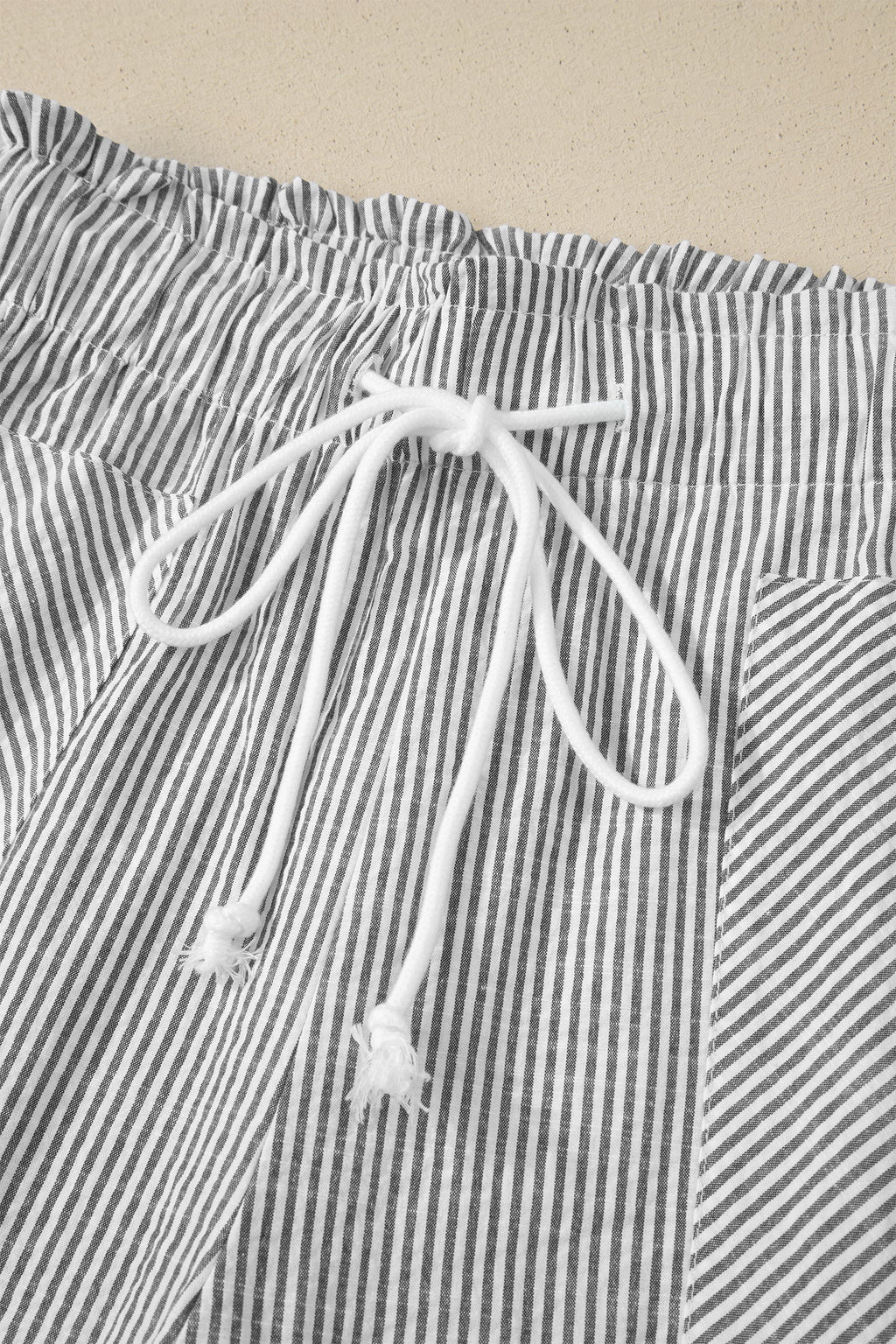 Stripe Lace-Up Elastic Waist Pocketed Shorts