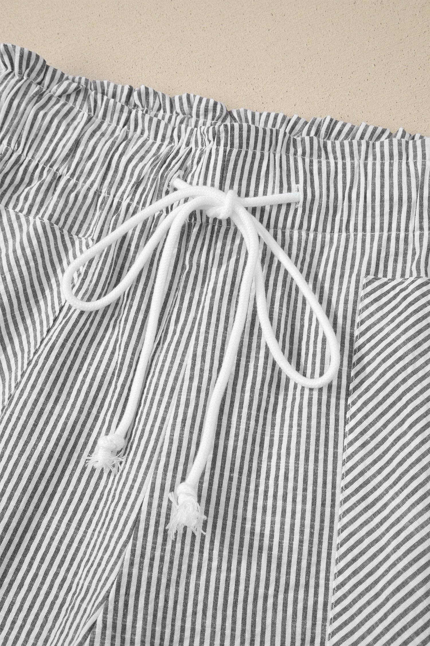 Stripe Lace-Up Elastic Waist Pocketed Shorts