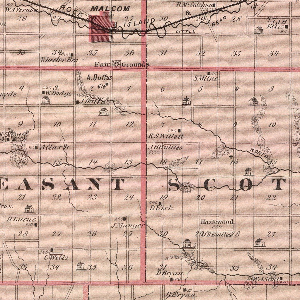 Vintage Map of Poweshiek County, Iowa 1875