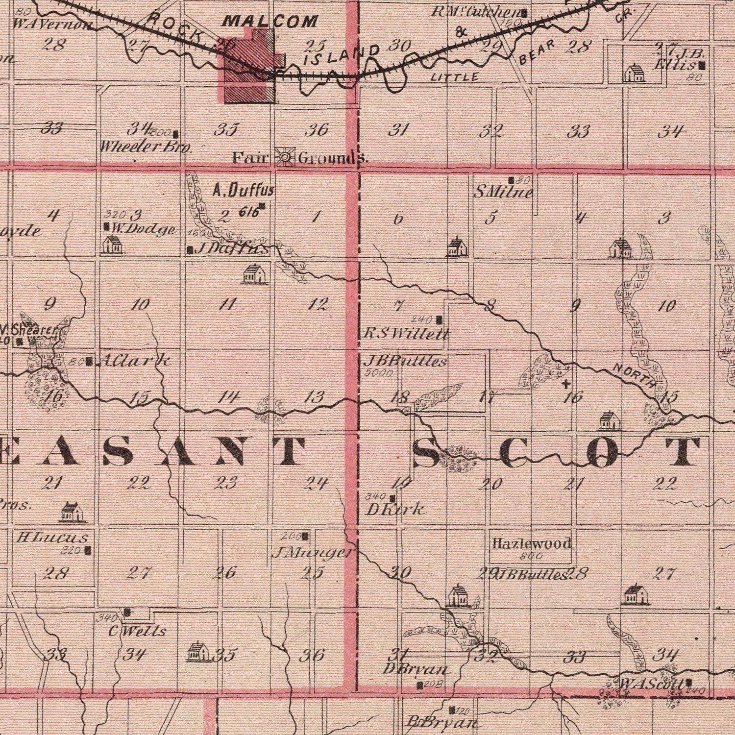 Vintage Map of Poweshiek County, Iowa 1875
