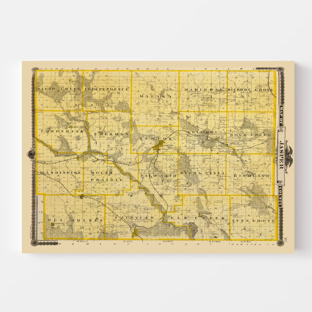 Vintage Map of Jasper County, Iowa 1875