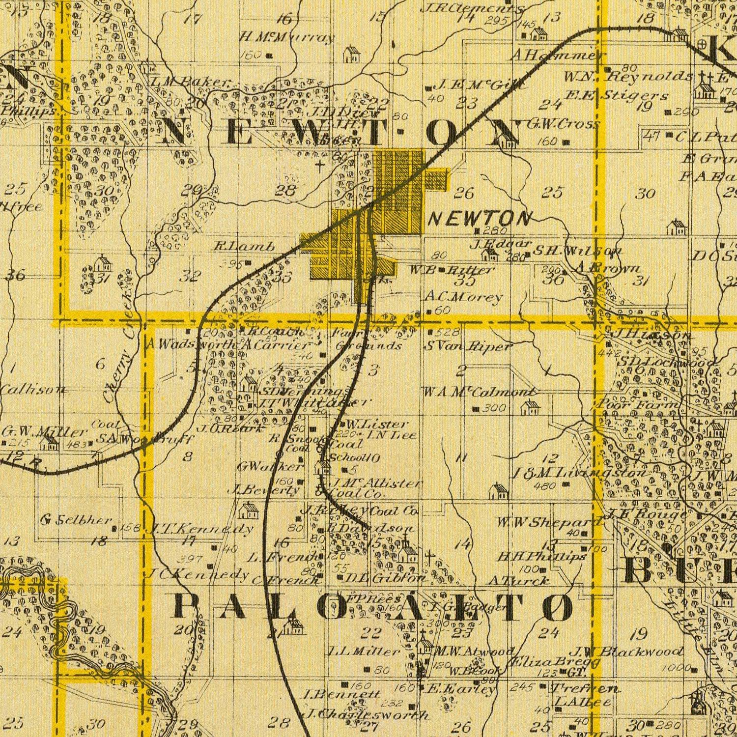 Vintage Map of Jasper County, Iowa 1875