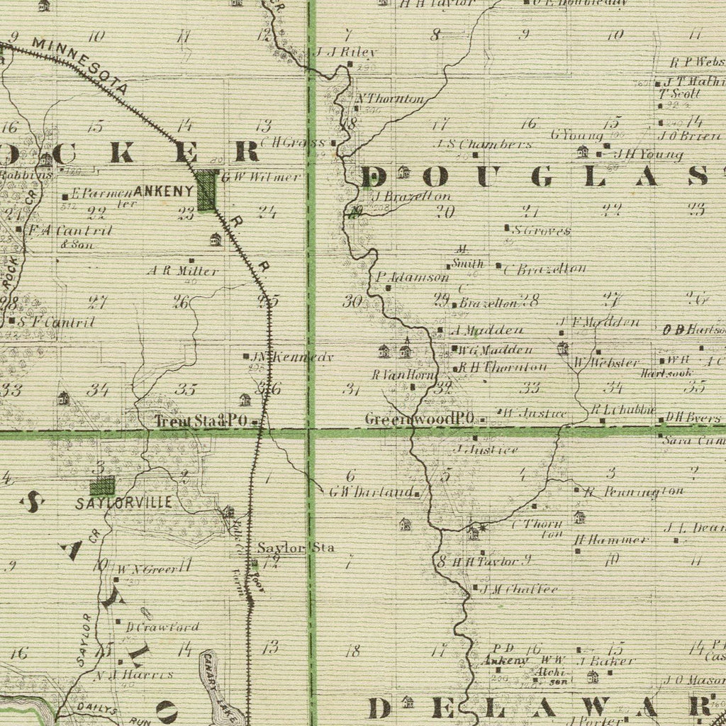 Vintage Map of Polk County, Iowa 1875