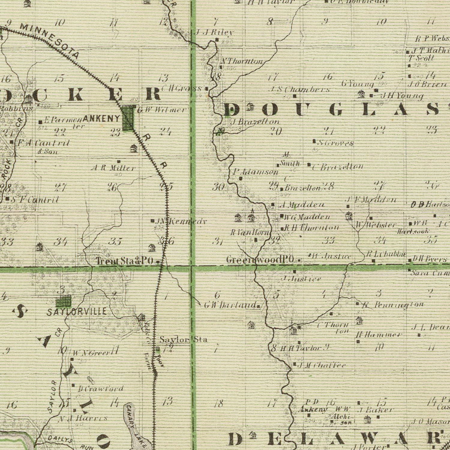 Vintage Map of Polk County, Iowa 1875