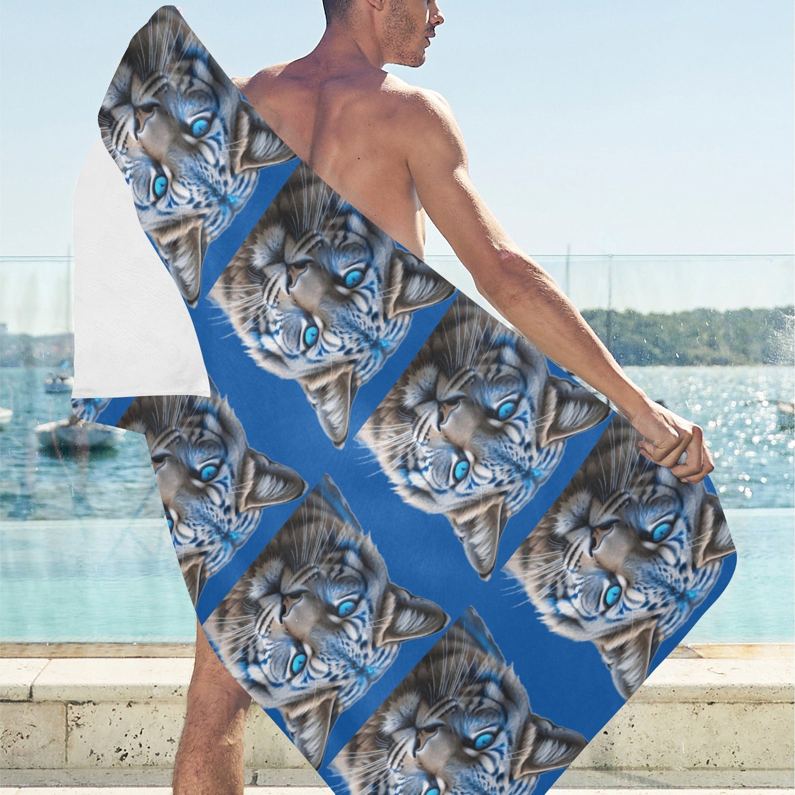 Blue Wildcat Beach Towel - 30"x 60" (Made in USA)