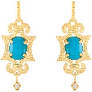 14K Yellow Gold 8X6 mm Oval Cabochon Earring Mounting – image 4