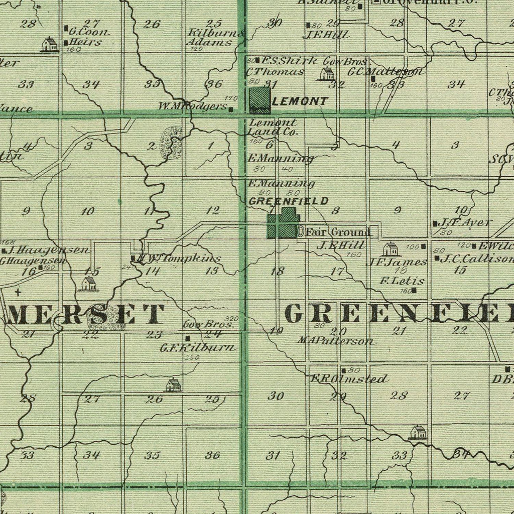 Vintage Map of Adair County, Iowa 1875