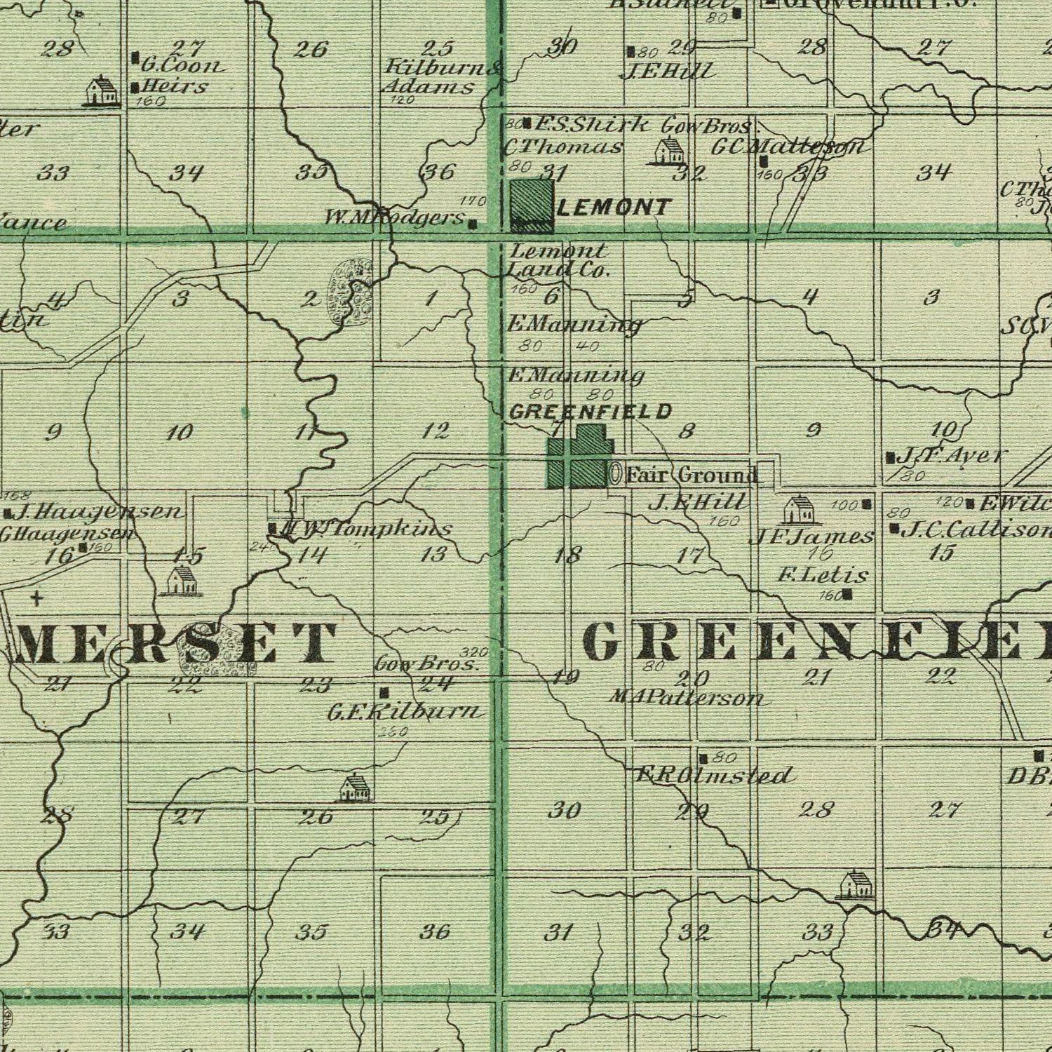 Vintage Map of Adair County, Iowa 1875