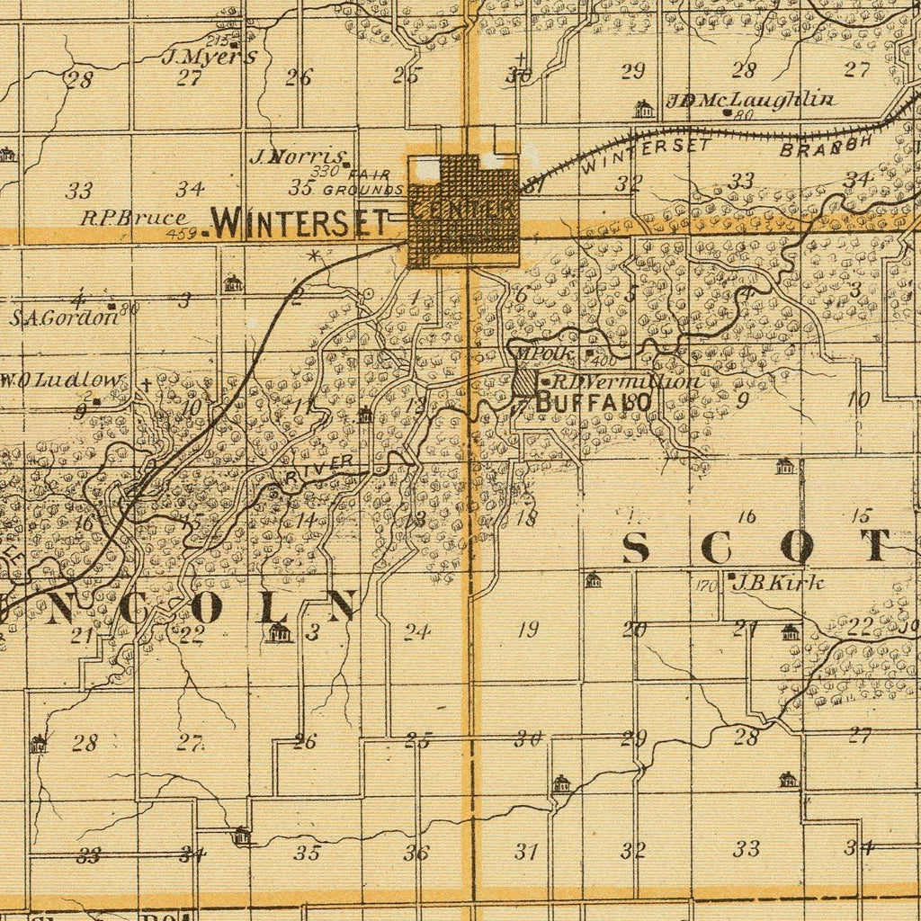 Vintage Map of Madison County, Iowa 1875