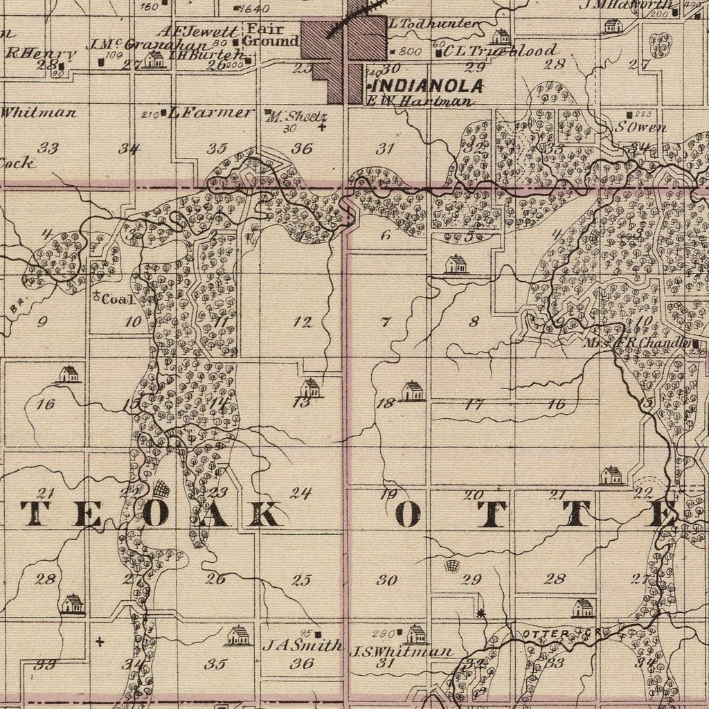 Vintage Map of Warren County, Iowa 1875