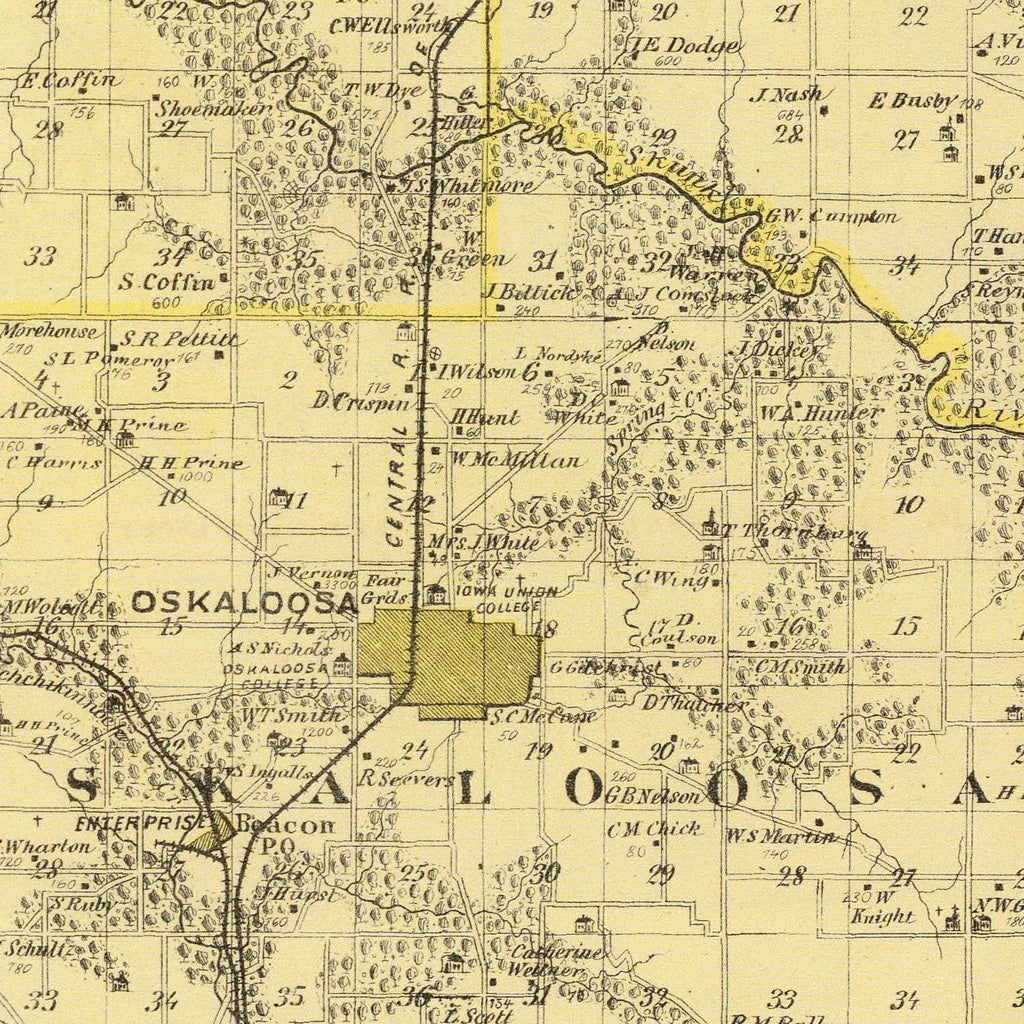 Vintage Map of Mahaska County, Iowa 1875