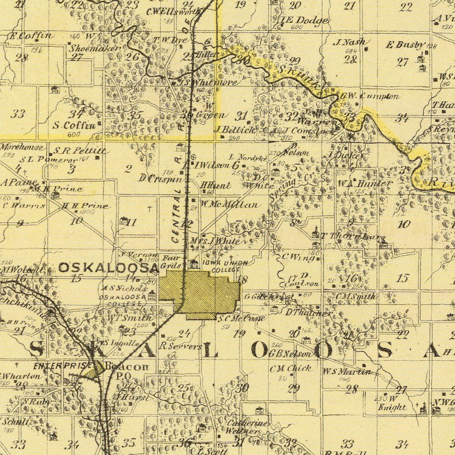 Vintage Map of Mahaska County, Iowa 1875