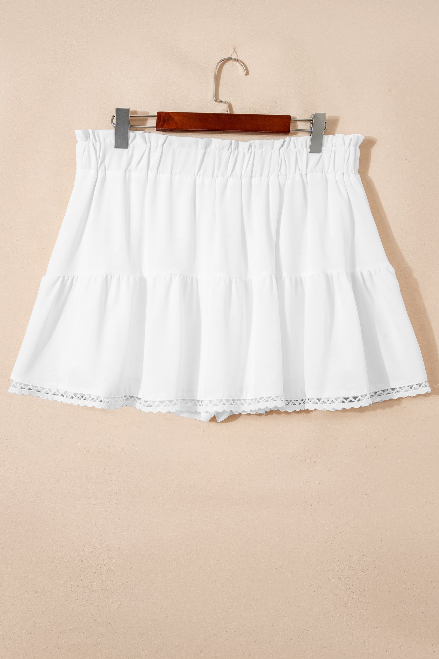 Plus Size Boho Frilled Elastic Waist Shorts