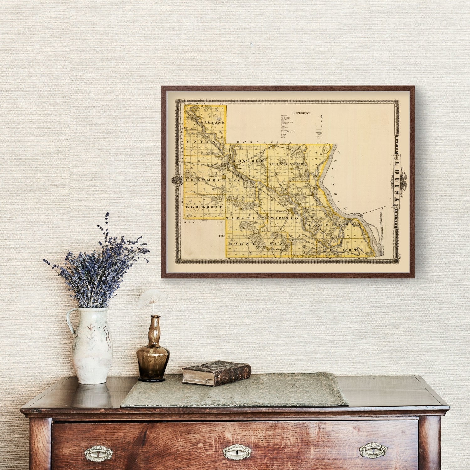 Vintage Map of Louisa County, Iowa 1875