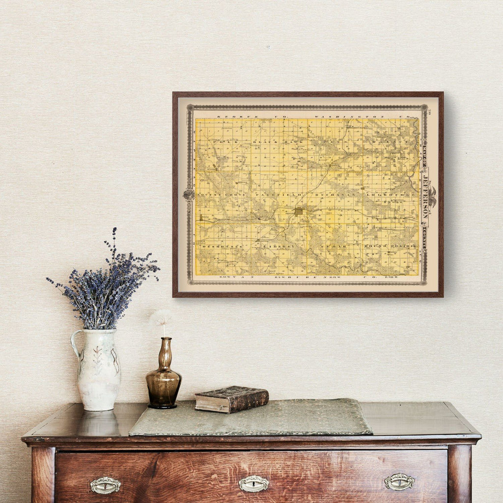 Vintage Map of Jefferson County, Iowa 1875