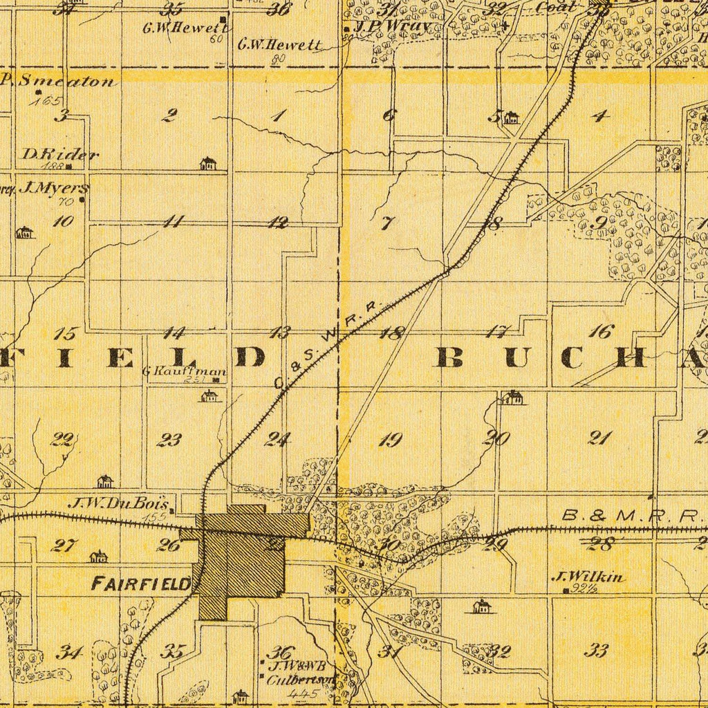 Vintage Map of Jefferson County, Iowa 1875