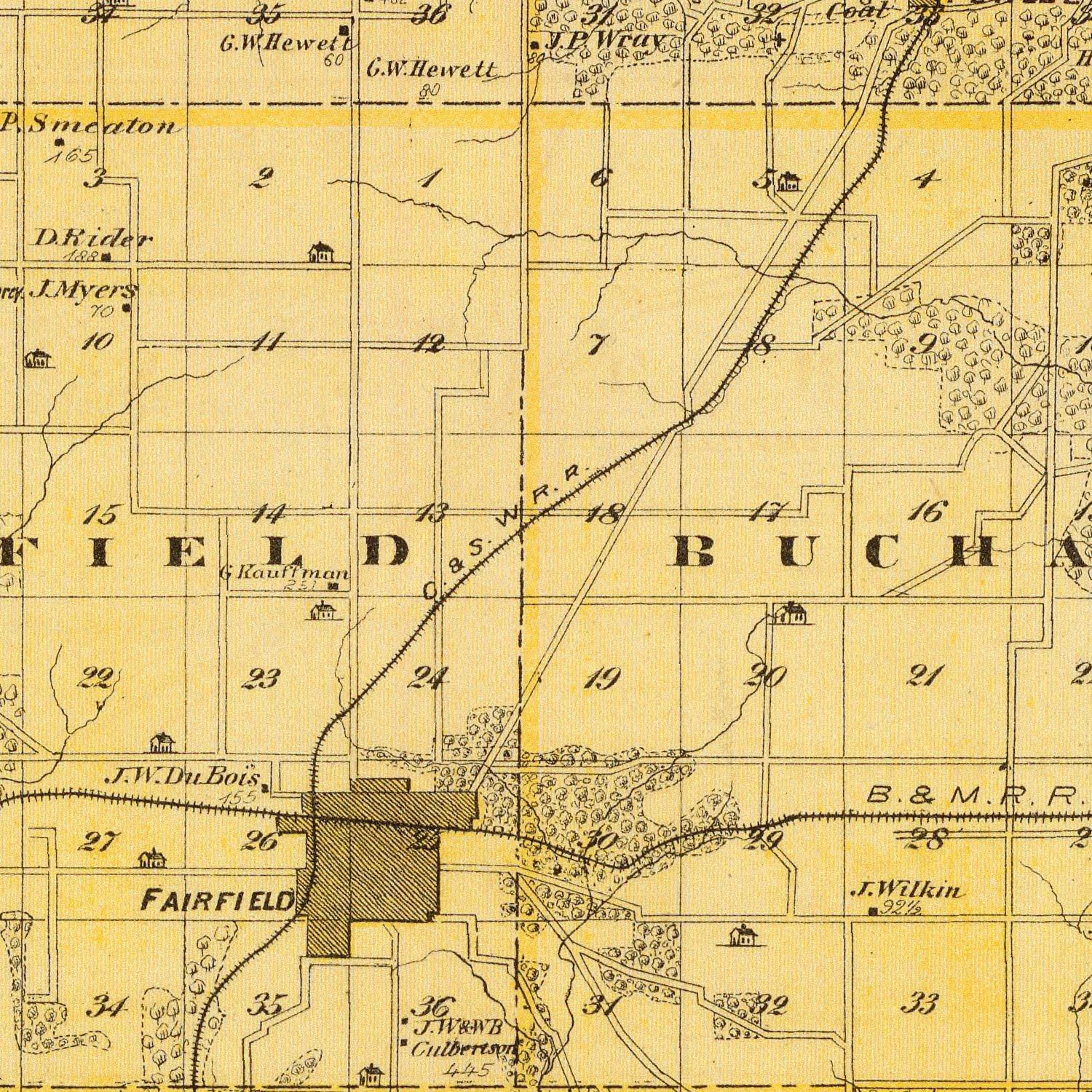 Vintage Map of Jefferson County, Iowa 1875