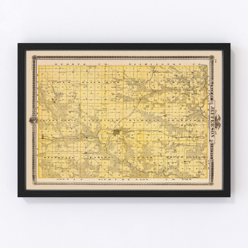 Vintage Map of Jefferson County, Iowa 1875