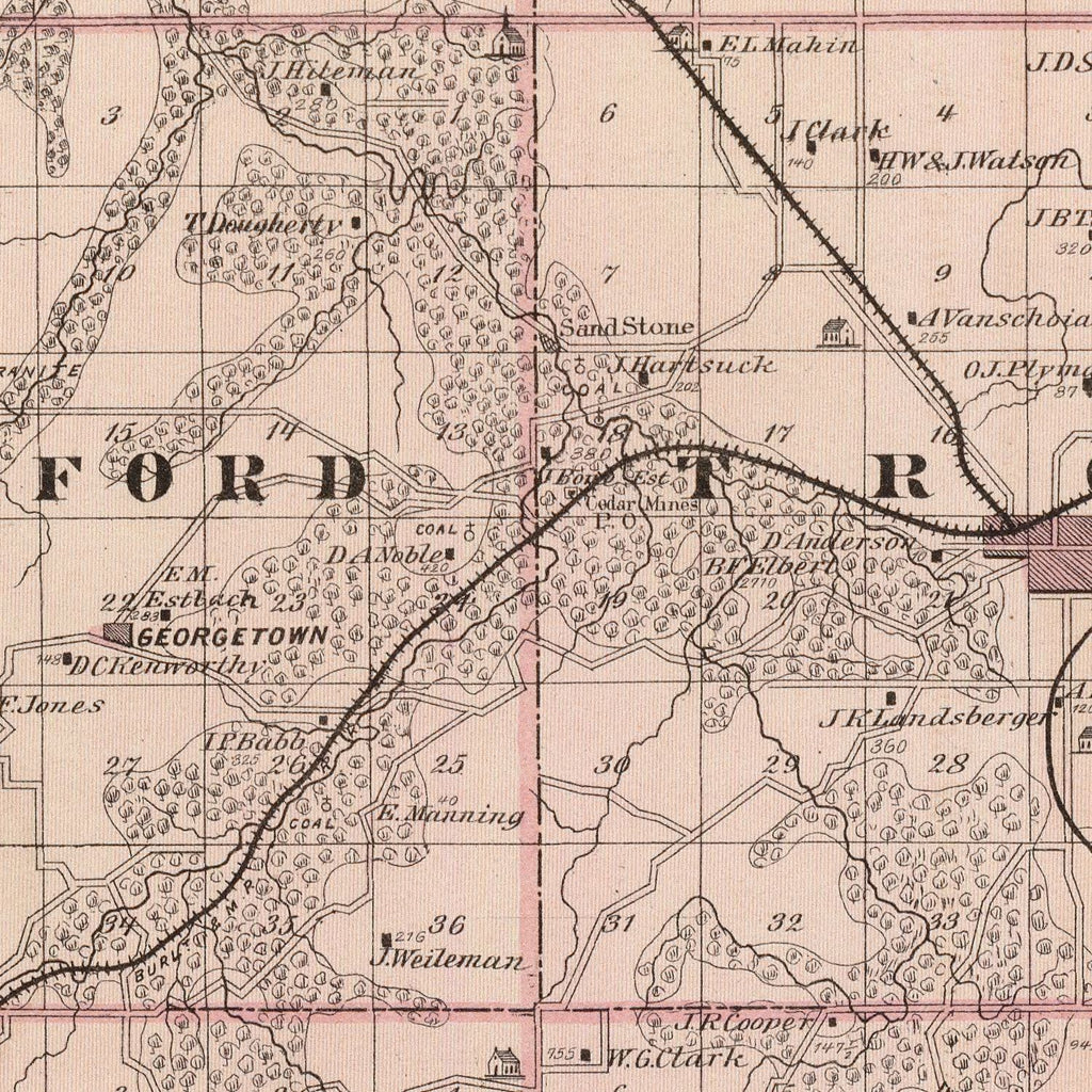 Vintage Map of Monroe County, Iowa 1875